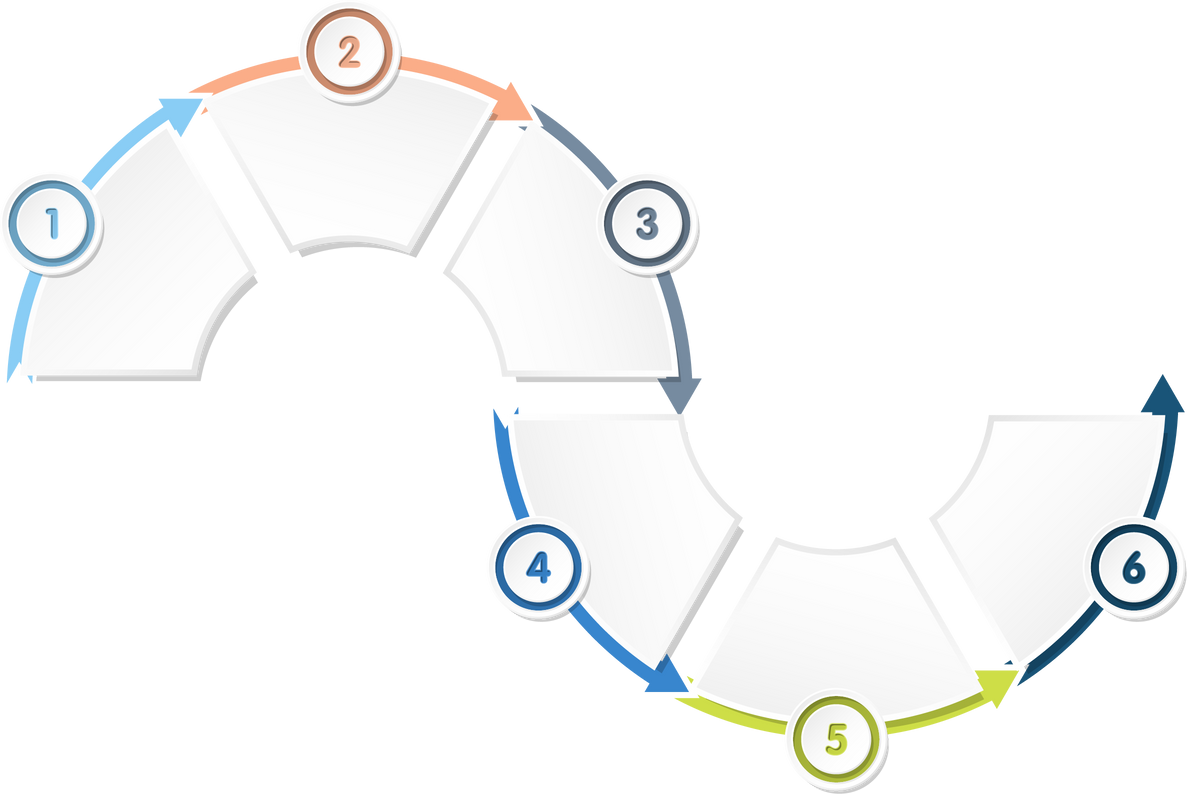 Basic circle infographic with 6 steps, process or options.